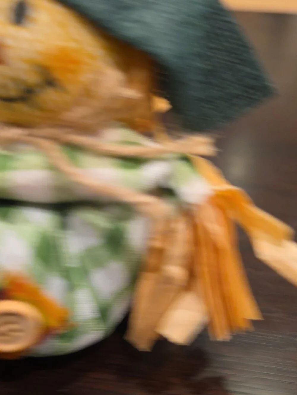 Autumn Scarecrow Table Accent - Green Plaid